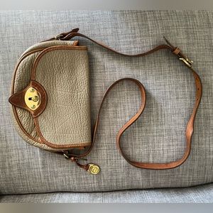 Rare 1980s Dooney & Bourke Taupe Cavalry Crossbody